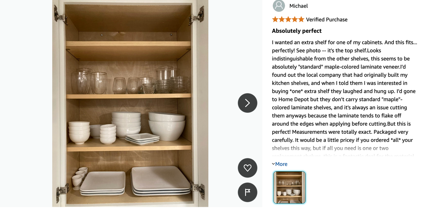 Melamine Shelves Cut to Order MAPLE color