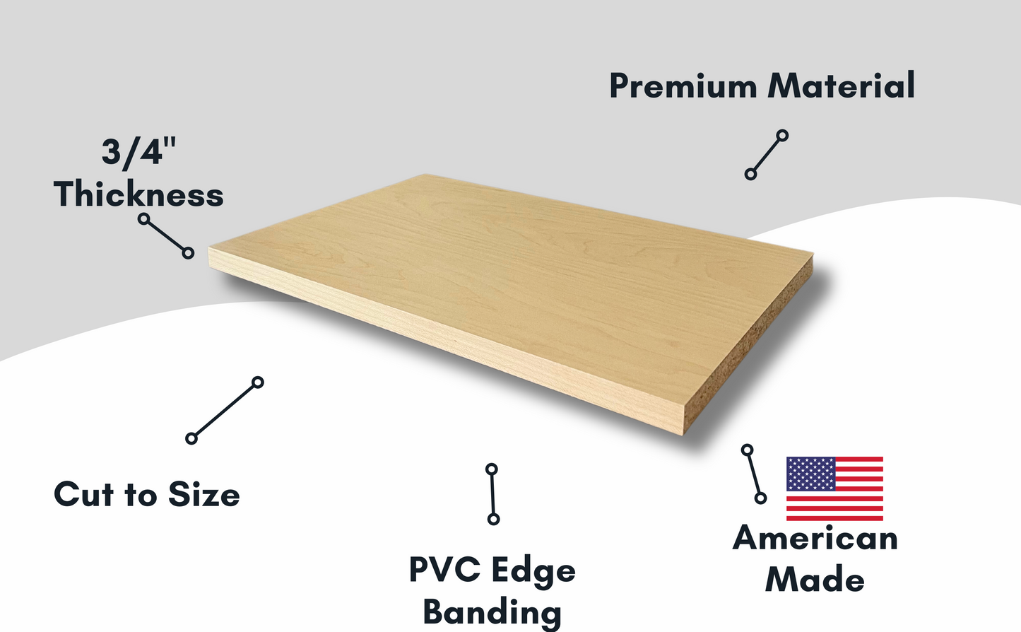 Melamine Shelves Cut to Order MAPLE color